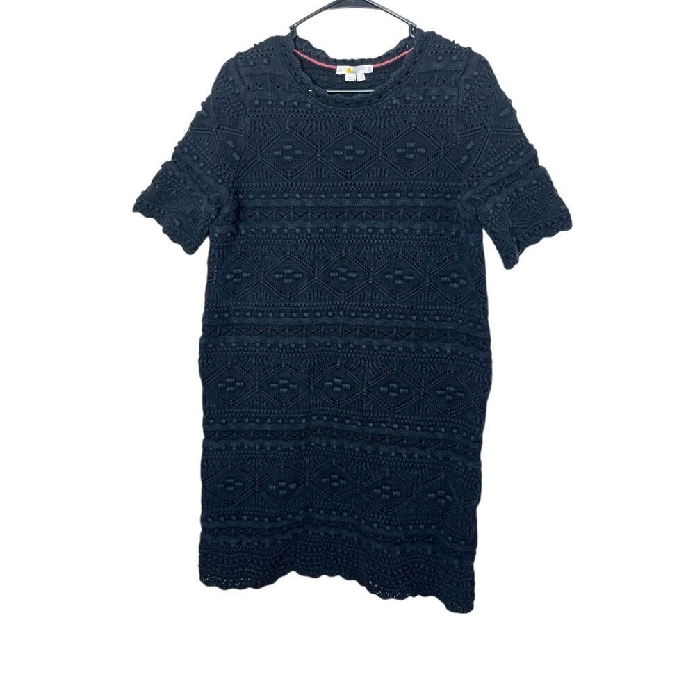 Boden‎ Claudia Textured Knitted Black Dress Size 10 Long